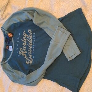 Harley Davidson open thumb long sleeve shirt size S NWT